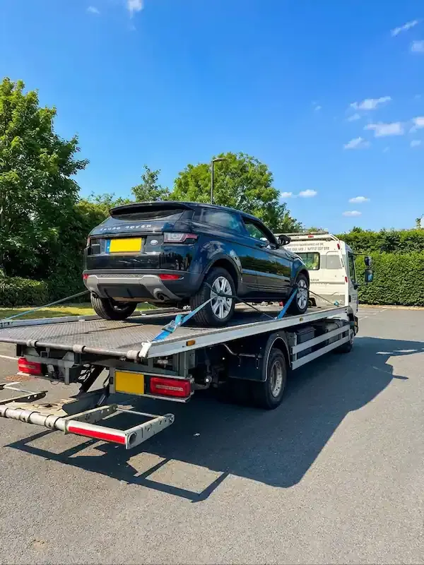 Range Rover SUV flatbed recovery service in Cheshire
